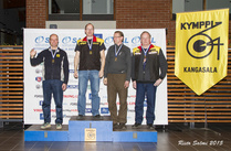 Sarja M50 menestyneitä. 1. Markku Jetsonen KAMS, 2. Jarmo Pyyhtiä K-64, 3. Pekka Karhunen JMS, 3. Juha Väätäinen KAMS.