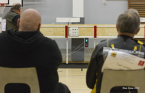 Ampumassa Hannu Valkila TUA, tiukka seuranta Håkan Mansner, SSG ja SVA riistamaalin yhteyspääjehu sekä Jarkko Tani, MSA